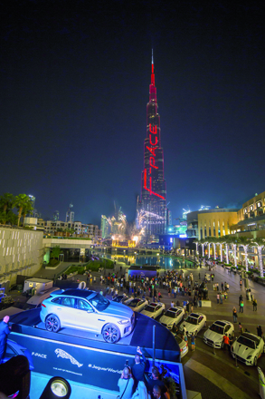  Jaguar F-Pace’s glitzy Middle East regional unveiling at Burj Khalifa, Dubai, last week (Photo courtesy of Jaguar)